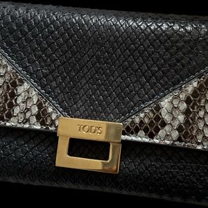 Tod's Grey Python Tri Fold Wallet